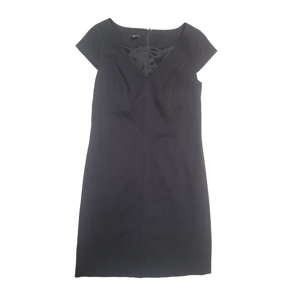 TALBOTS Size  6 Sheath Dress Cap‎ Sleeve Career Black